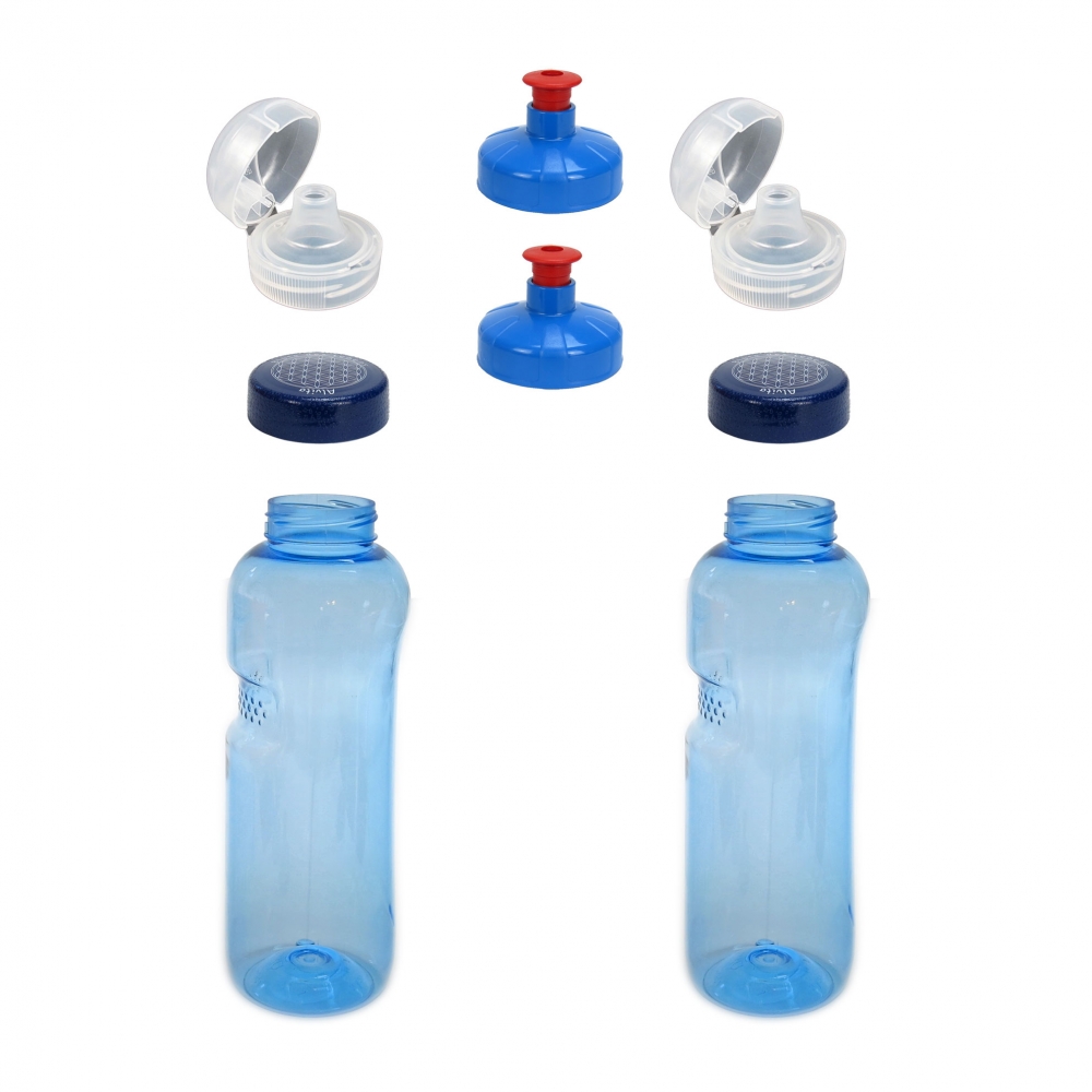 2x 0,75L Kavodrink Wasserflasche mit Lebensblume Deckel + 2x FlipTop + 2x  Push-Pull - Kavodrink-Flaschen Shop